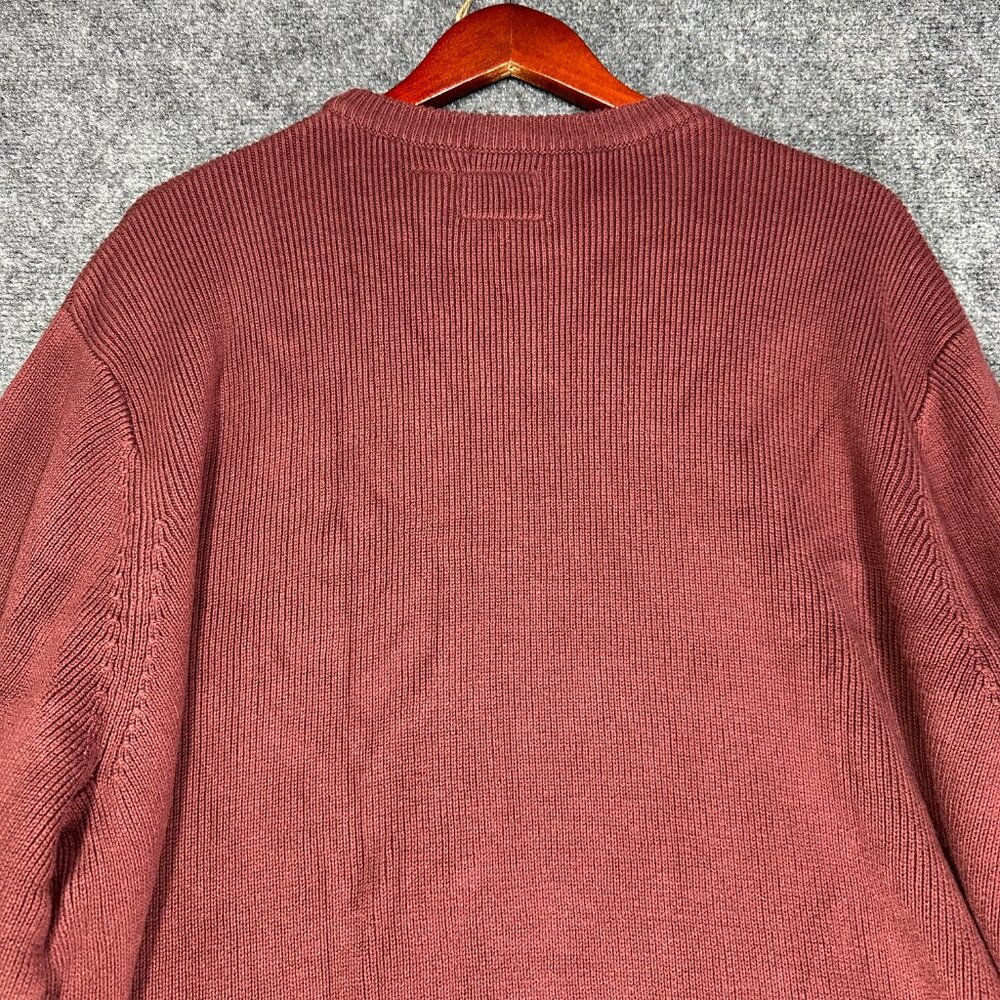 Guide Series Sweater Mens 2XL Burgundy Cotton Cable Knit Pullover Ribbed Hem NEW - Picture 7 of 7